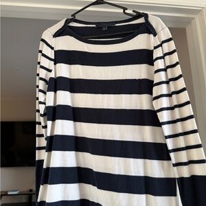 Tommy Hilfiger Black and White Striped Long Sleeve Top
